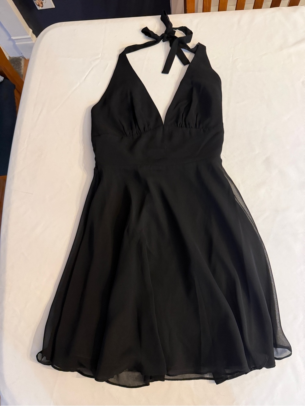 JB by Julie Brown Black Halter V-Neck Chiffon Skater Dress